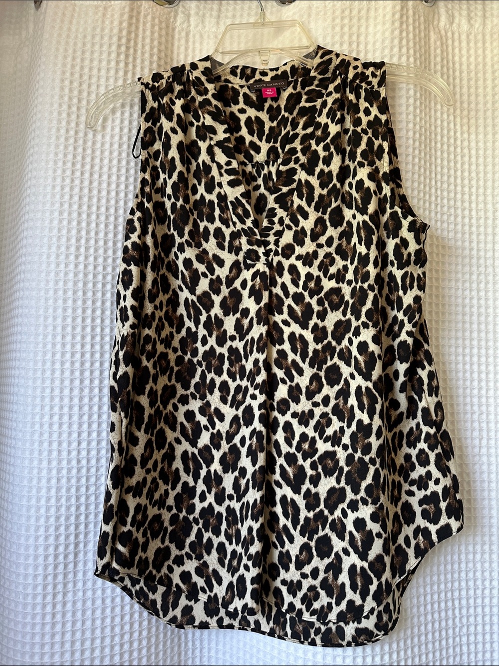 Vince Camuto Leopard Print Sleeveless V-Neck Top, Size X-Small